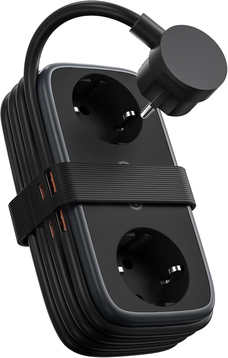 NTONPOWER Multiprise 2 Prises avec USB-C 65W PD, Prise Plate GaN, Charge Rapide 2500W, Câble 1,5m