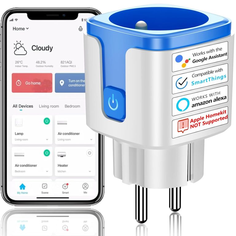 SURFOU Prise Connectée WiFi Intelligente Type E, Programmateur Electrique, Compatible avec Alexa et Google Assistant, Prise Programmable avec Minuteur et Télécommande, App Tuya/Smart Life, 16A